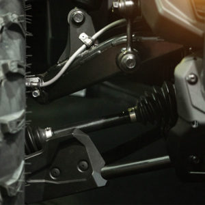 A close-up of vehicle suspension